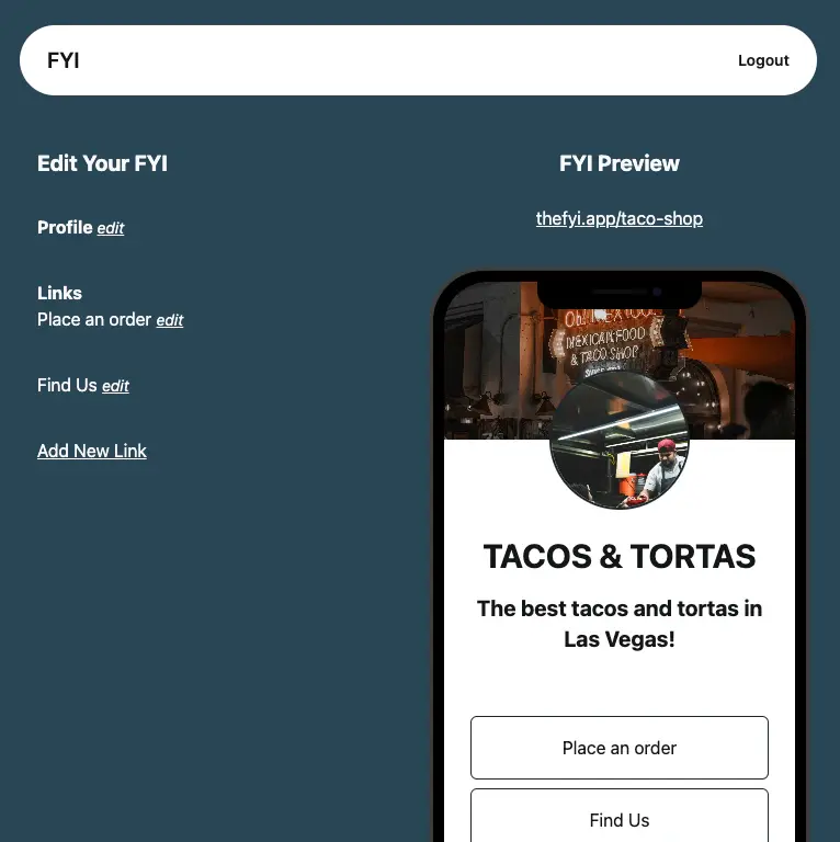 The FYI App website screenshot