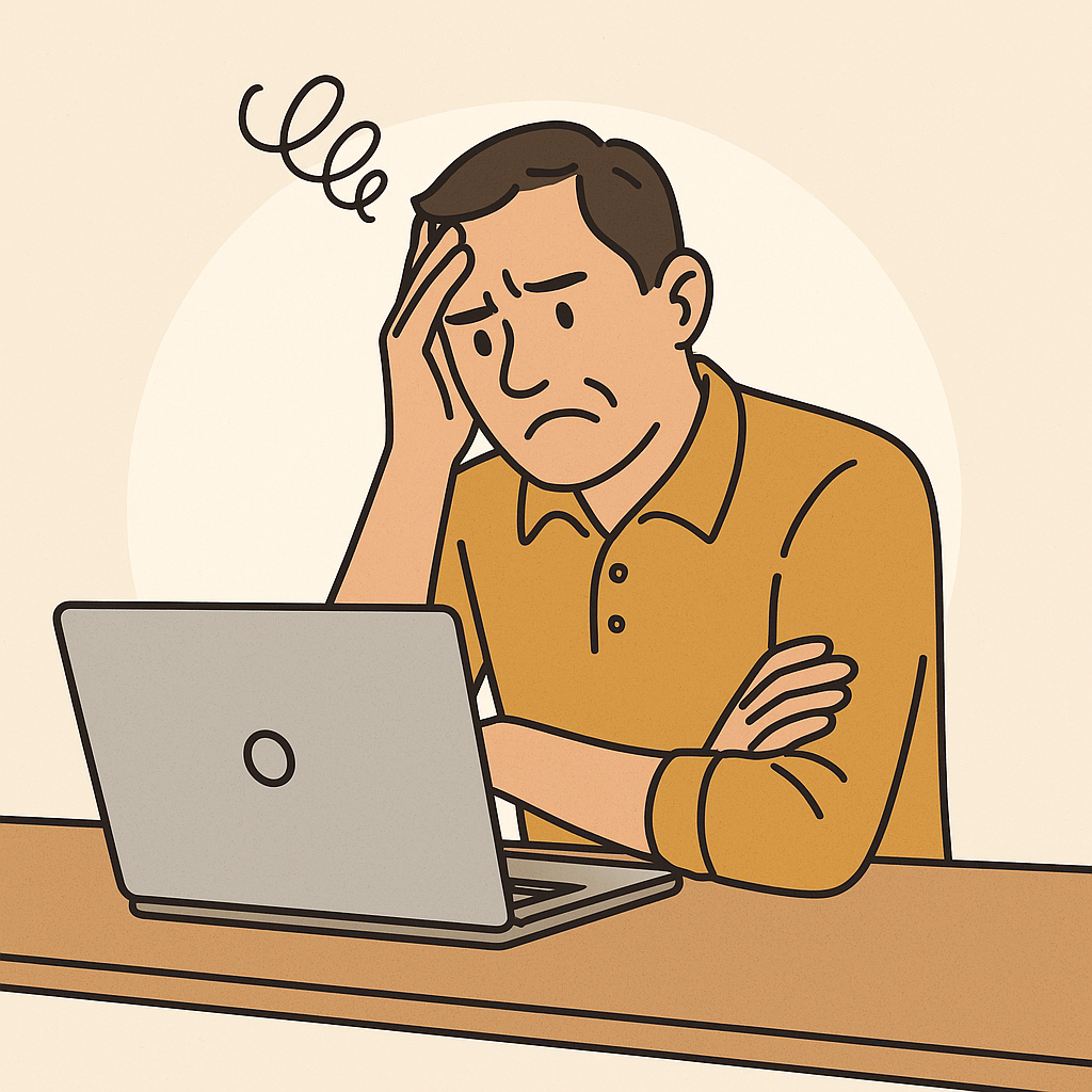 Graphic showing confused business owner